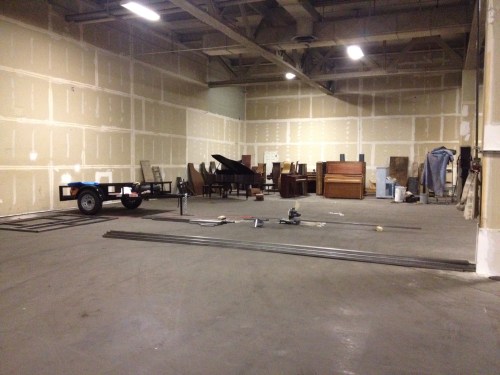 Baby Fluxie's space at The Gate. Note the numberous pianos.