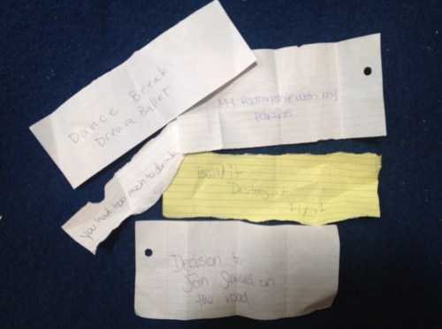 Section Titles from "Thumper... the Solo Show!"  an improvised work of pure performance genius.