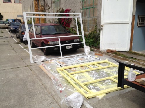 First the metal structures were cleaned, painted & primed